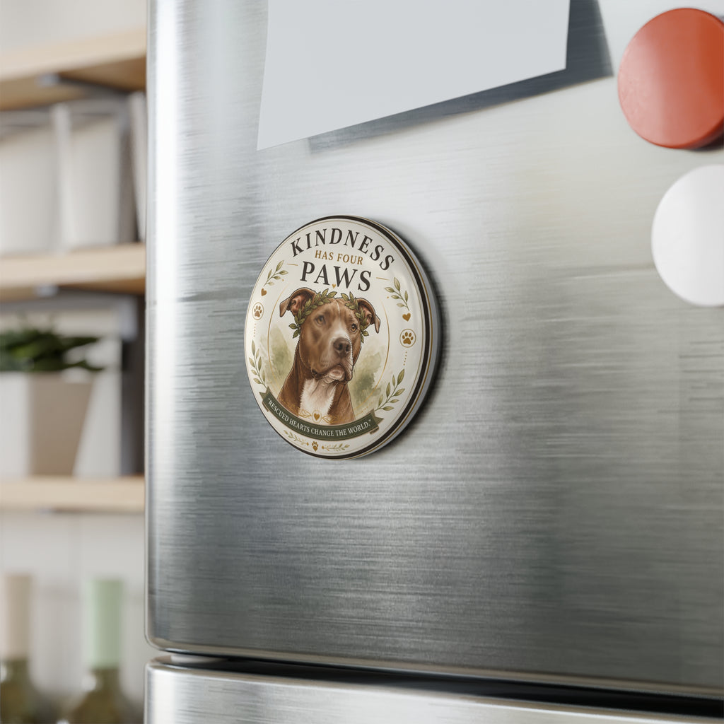 KINDNESS HAS FOUR PAWS  | Button Magnet, Round (1 & 10 pcs)
