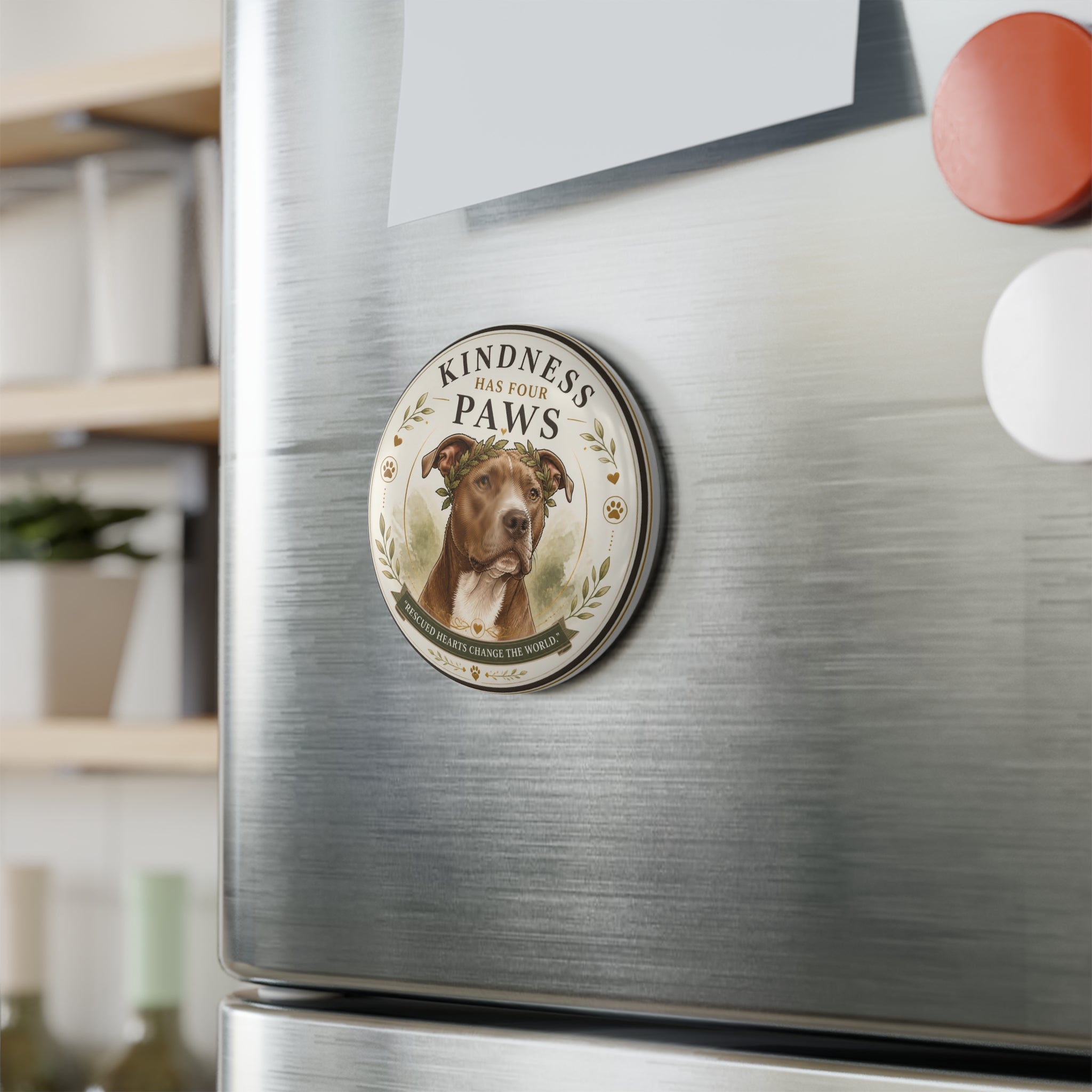 KINDNESS HAS FOUR PAWS  | Button Magnet, Round (1 & 10 pcs)