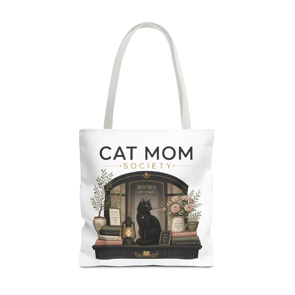 The Sunlit Bookshop Window | Cat Mom Collection Totebag
