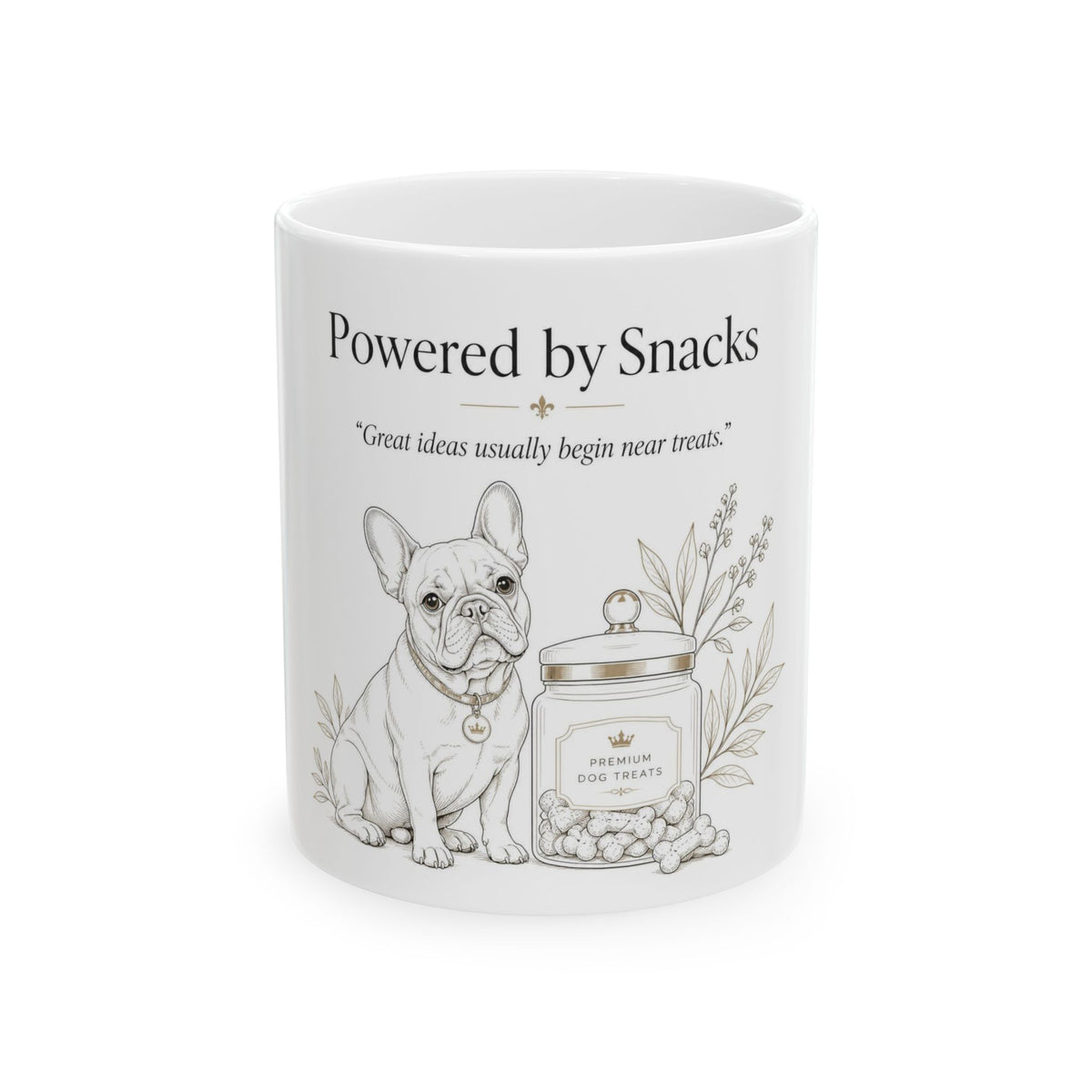 The Powered by Snacks Frenchie Ceramic Mug - Fun Collection