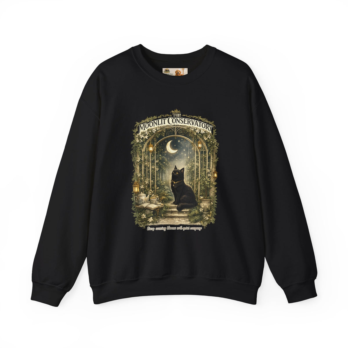 The Moonlit Conservatory Black Cat Sweatshirt | Cat Mom Collection