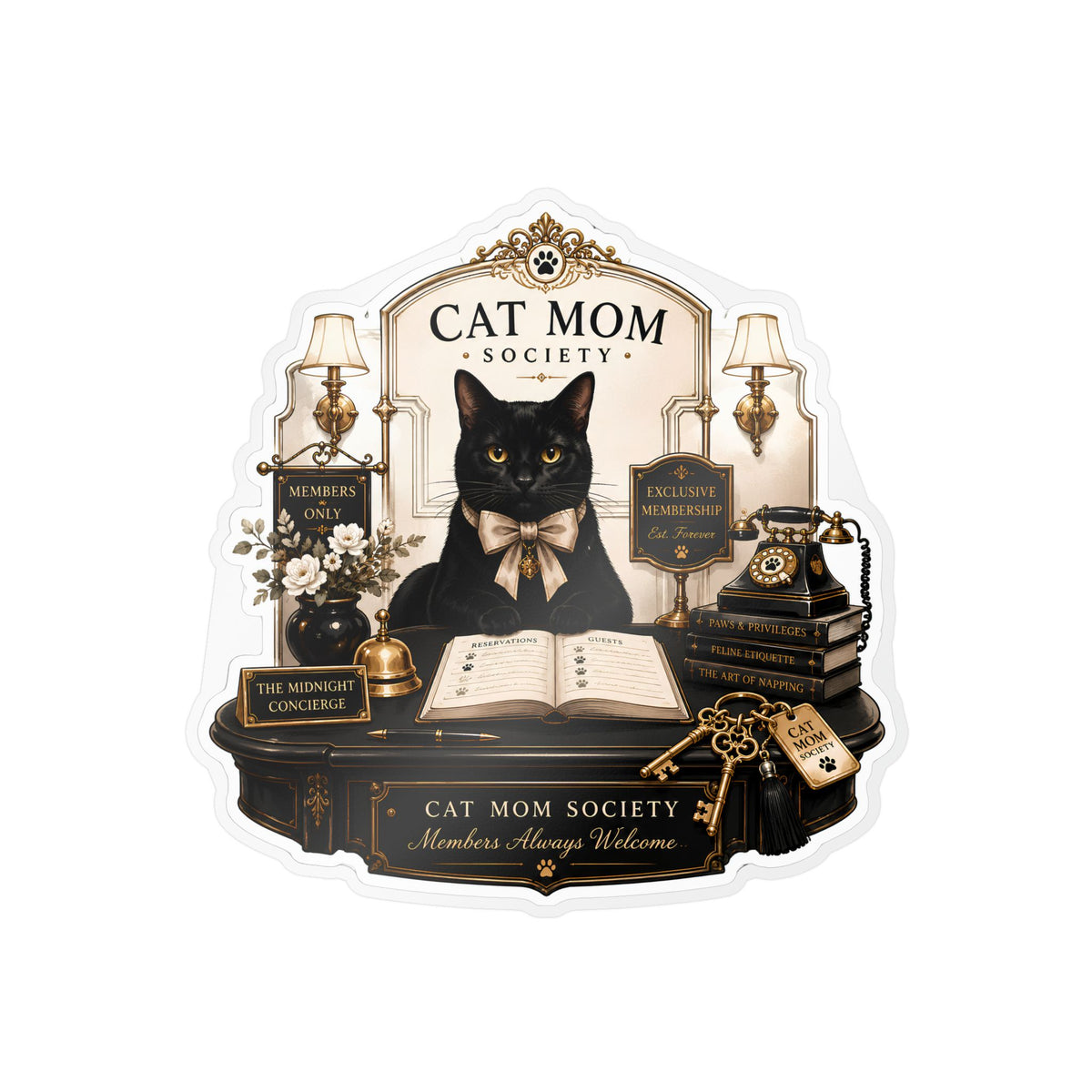 The Midnight Concierge | Cat Mom Collection Sticker