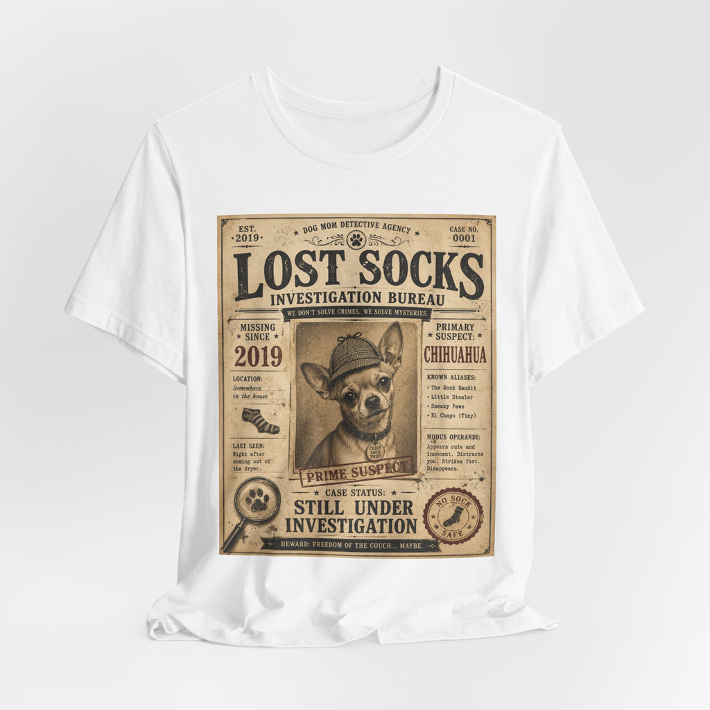 Lost Socks Investigation Bureau | Bella+Canvas 3001 Unisex Jersey T-Shirt