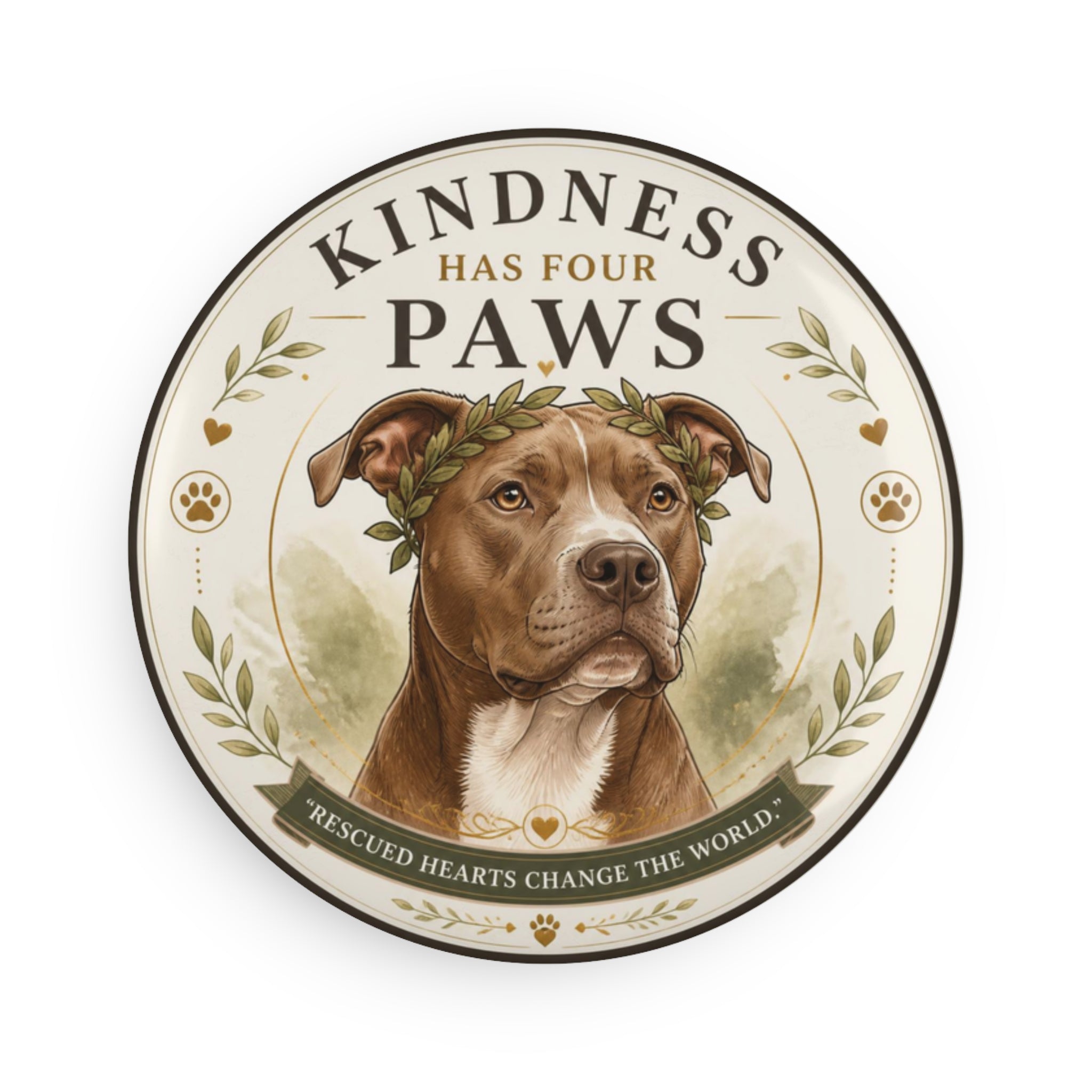 KINDNESS HAS FOUR PAWS  | Button Magnet, Round (1 & 10 pcs)