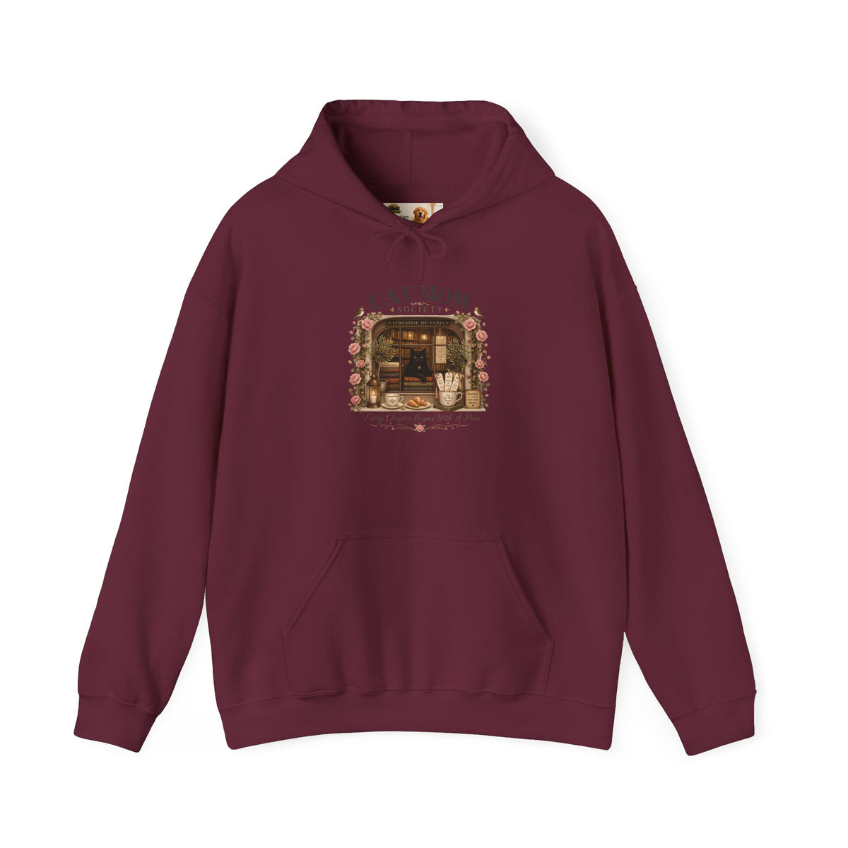 The Parisian Bookshop Window | Cat Mom Collection Hoodie