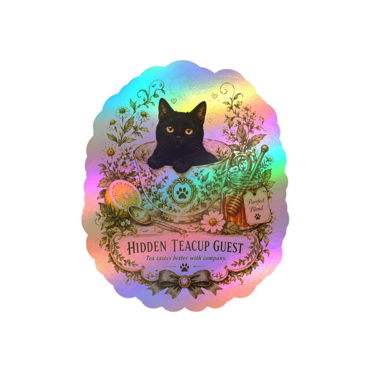 The Hidden Teacup Guest | Cat Mom Collection Sticker
