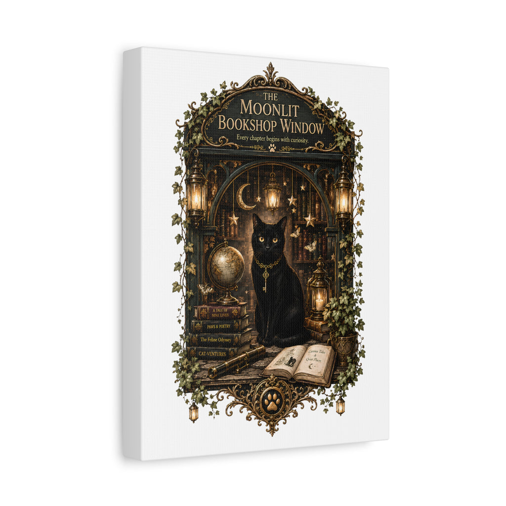 THE MOONLIT BOOKSHOP WINDOW | Matte Canvas, Stretched