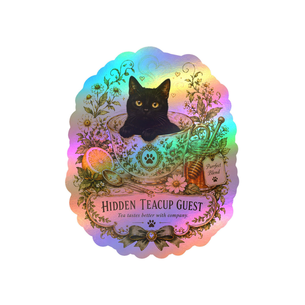 The Hidden Teacup Guest | Cat Mom Collection Sticker