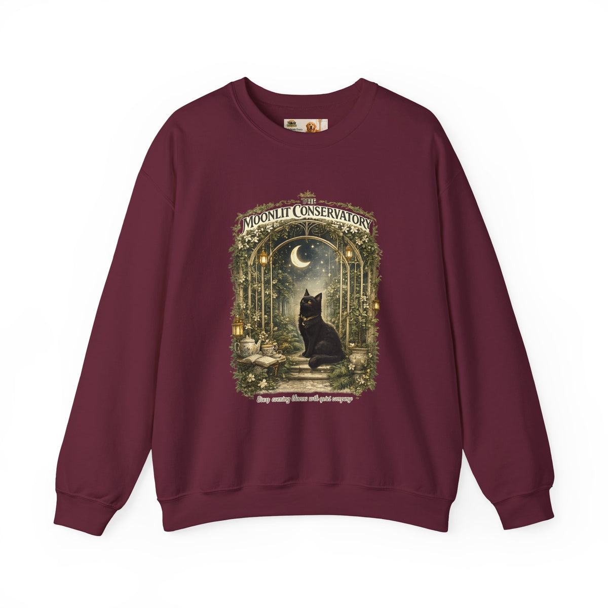 The Moonlit Conservatory Black Cat Sweatshirt | Cat Mom Collection