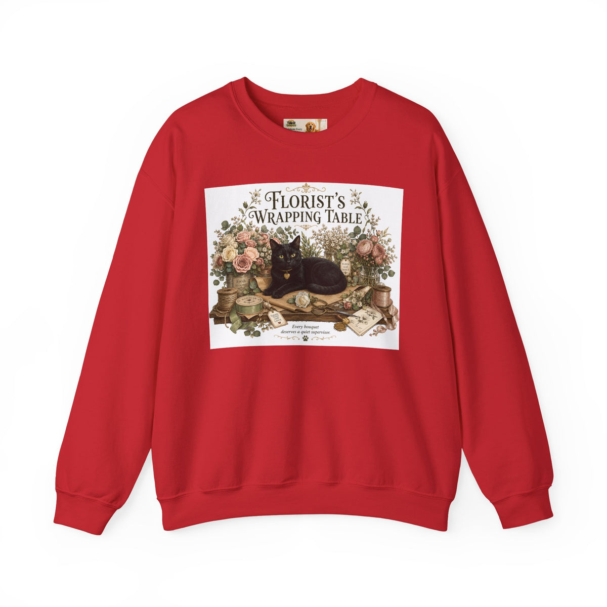 Florist's Wrapping Table Black Cat Sweatshirt | Cat Mom Collection Sweatshirt