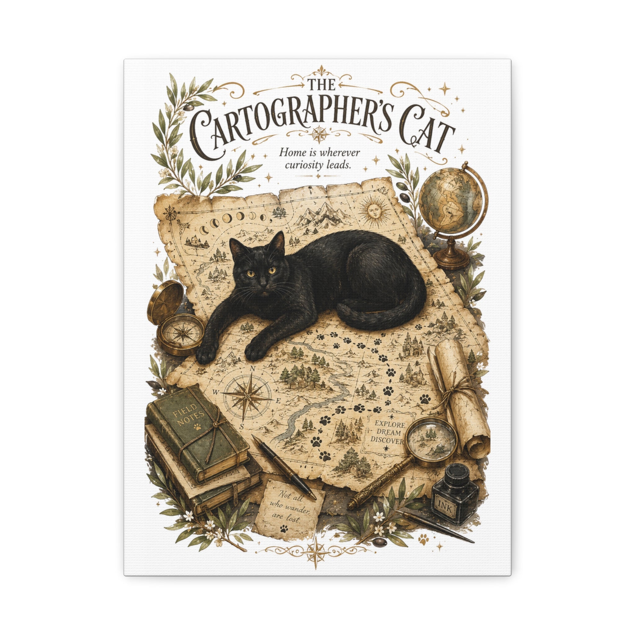 The Cartographer's Cat | Matte Canvas