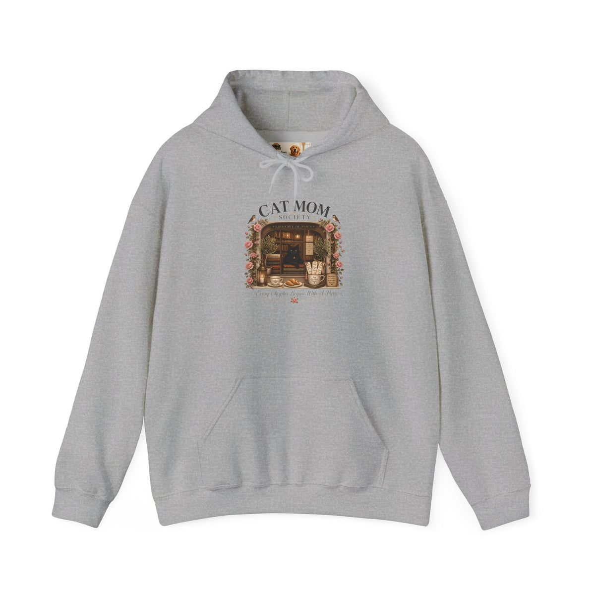 The Parisian Bookshop Window | Cat Mom Collection Hoodie