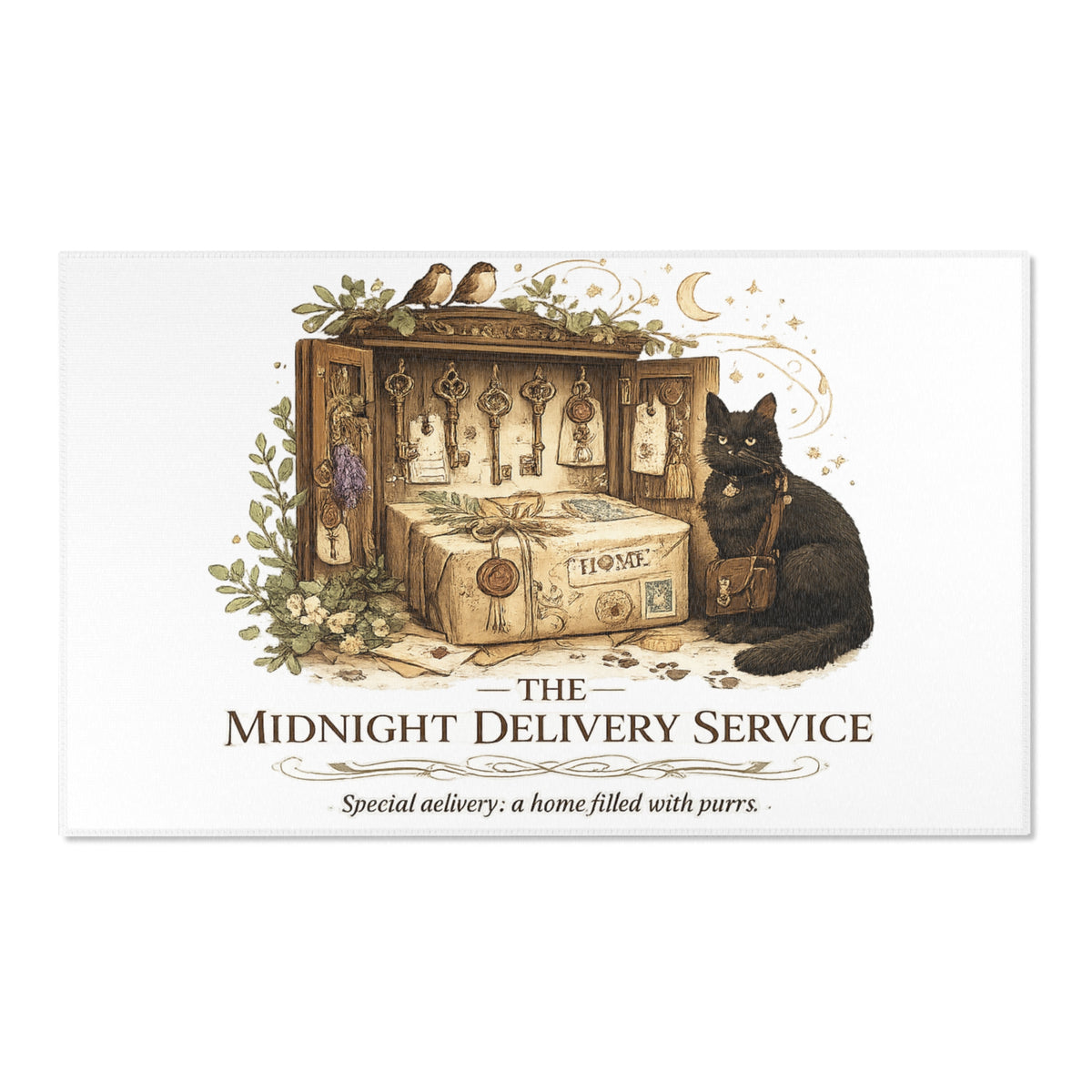 Midnight Delivery Service | Cat Mom Area Rugs