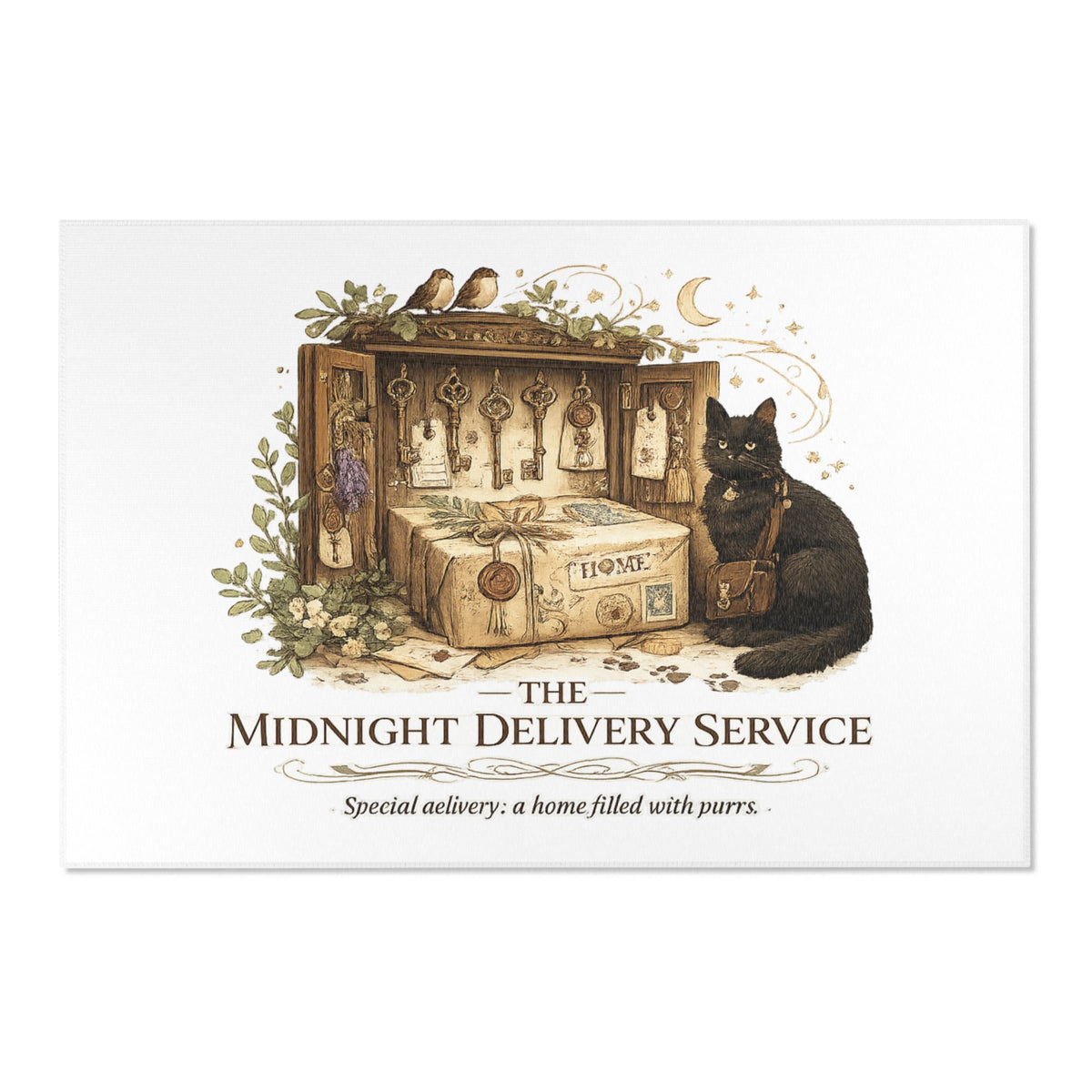 Midnight Delivery Service | Cat Mom Area Rugs
