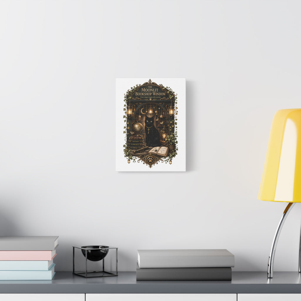 THE MOONLIT BOOKSHOP WINDOW | Matte Canvas, Stretched