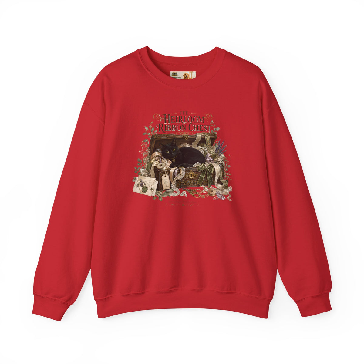 Heirloom Ribbon Chest Black Cat | Cat Mom Collection Sweatshirt
