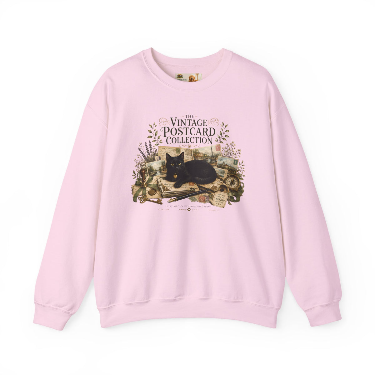 Vintage Postcard Collection Black Cat Sweatshirt | Cat Mom Collection