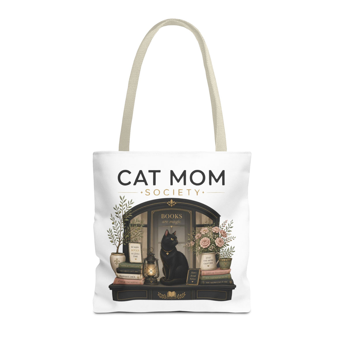 The Sunlit Bookshop Window | Cat Mom Collection Totebag