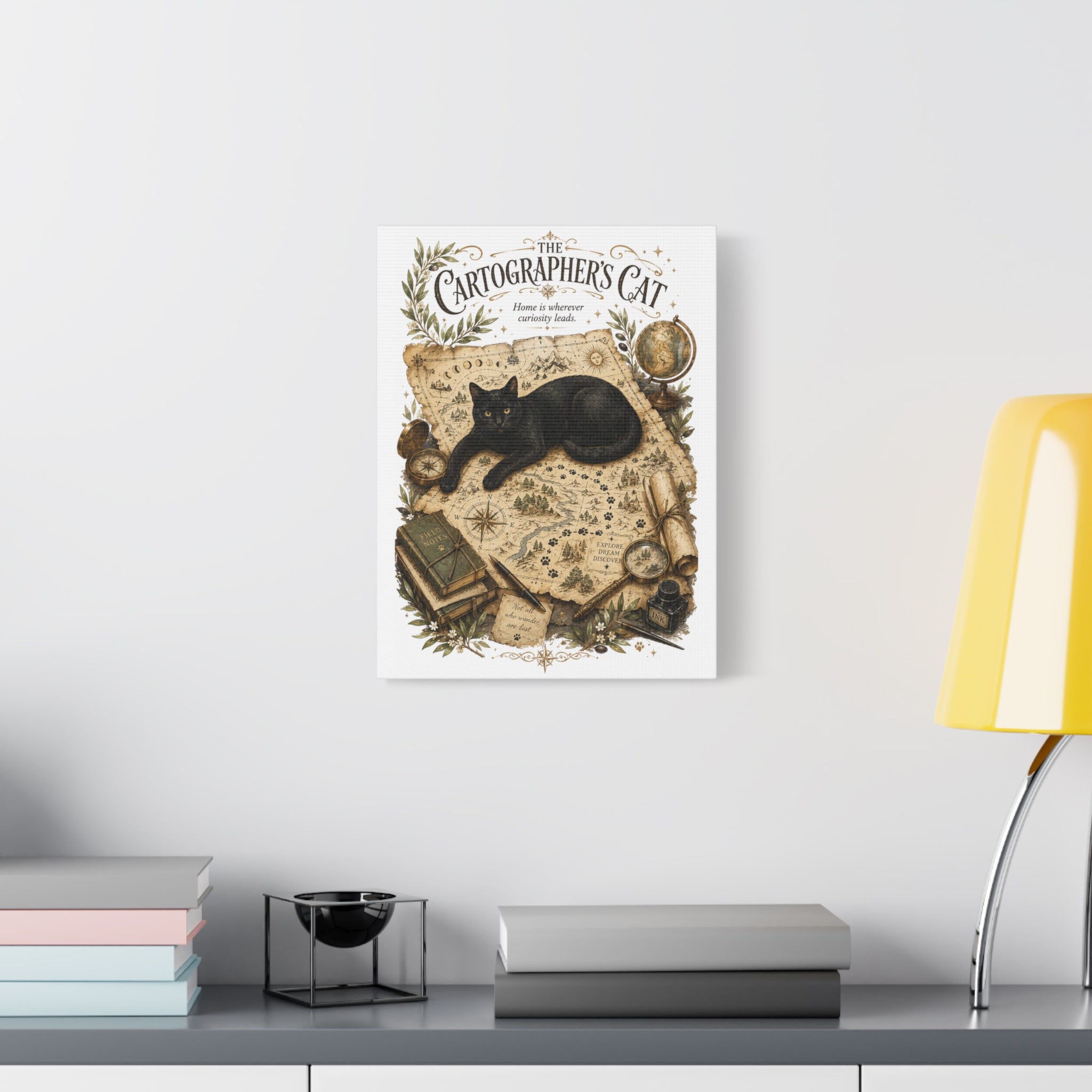 The Cartographer's Cat | Matte Canvas