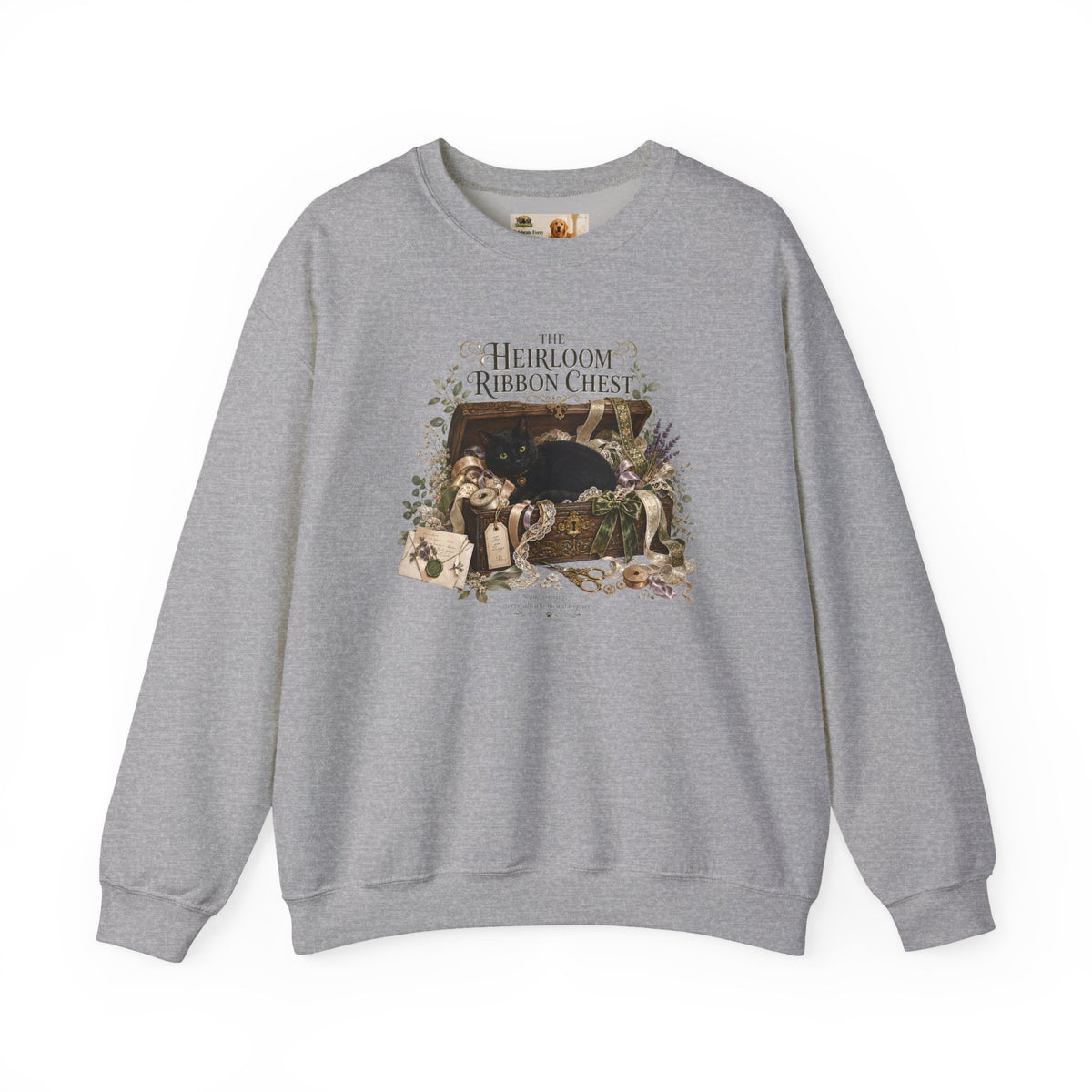 Heirloom Ribbon Chest Black Cat | Cat Mom Collection Sweatshirt
