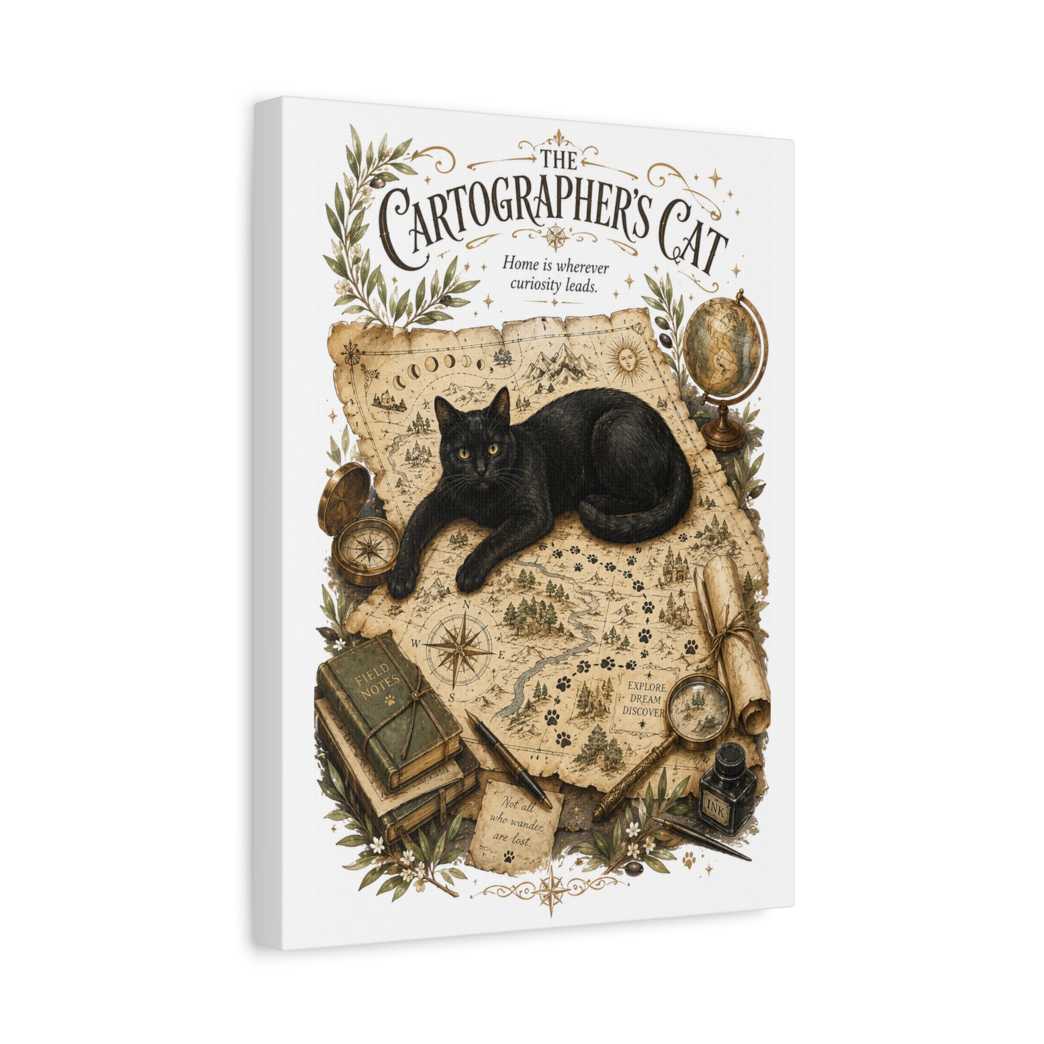 The Cartographer's Cat | Matte Canvas