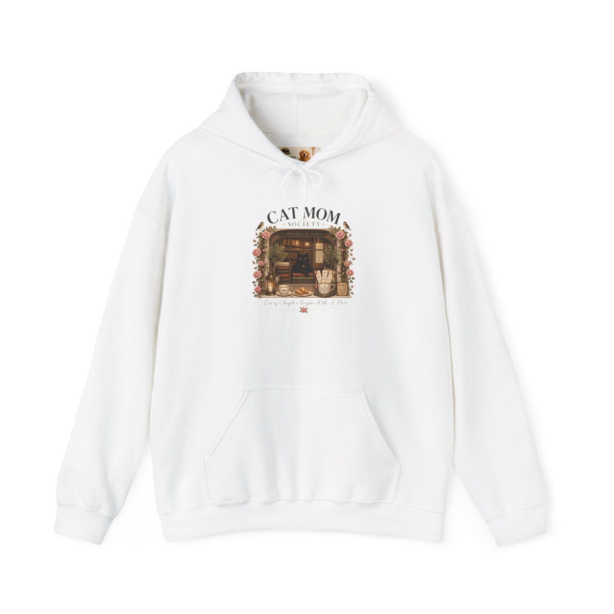 The Parisian Bookshop Window | Cat Mom Collection Hoodie