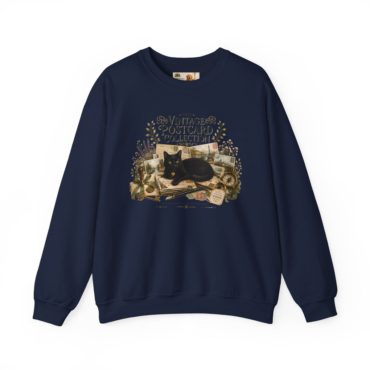 Vintage Postcard Collection Black Cat Sweatshirt | Cat Mom Collection