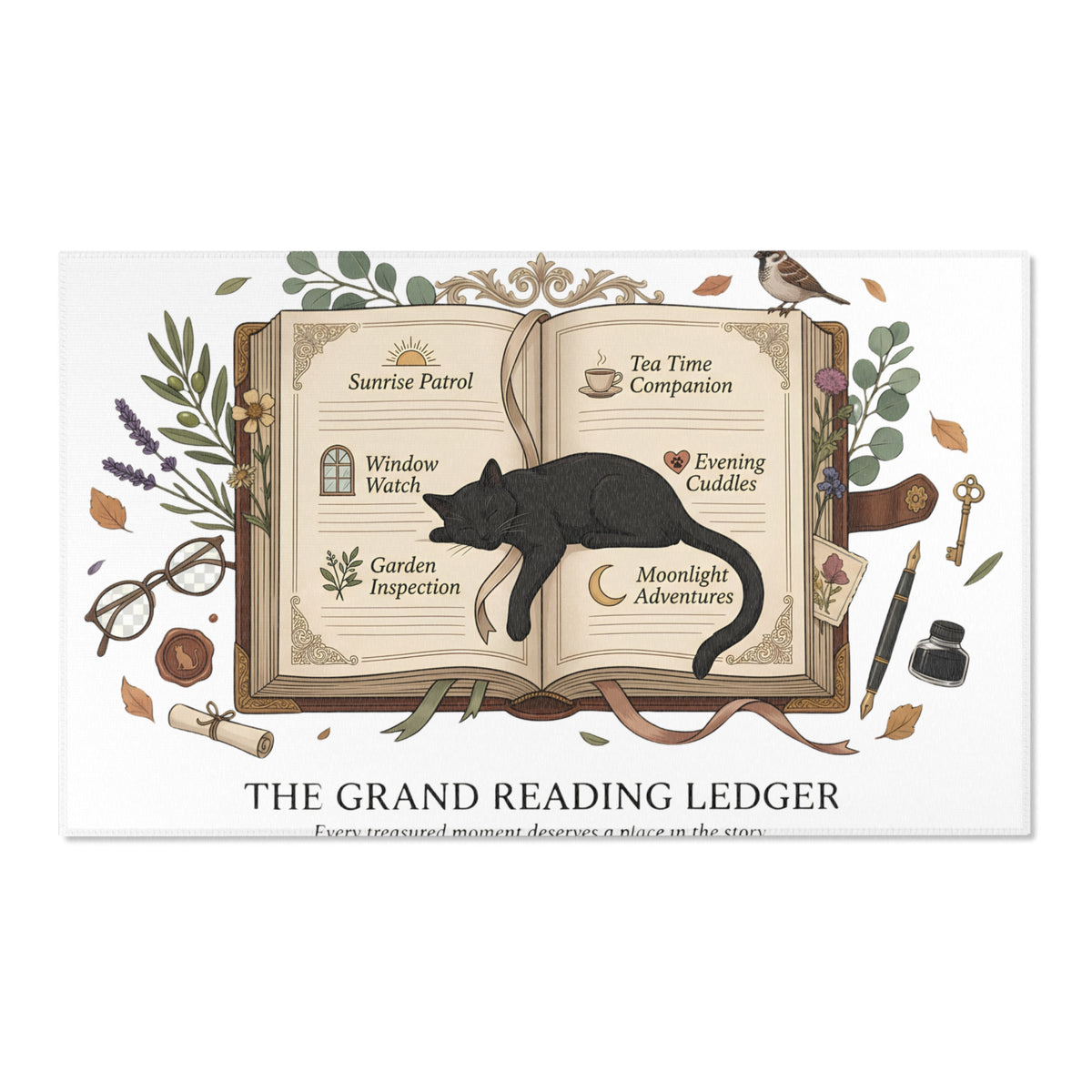The Grand Reading Ledger | Cat Mom Area Rugs