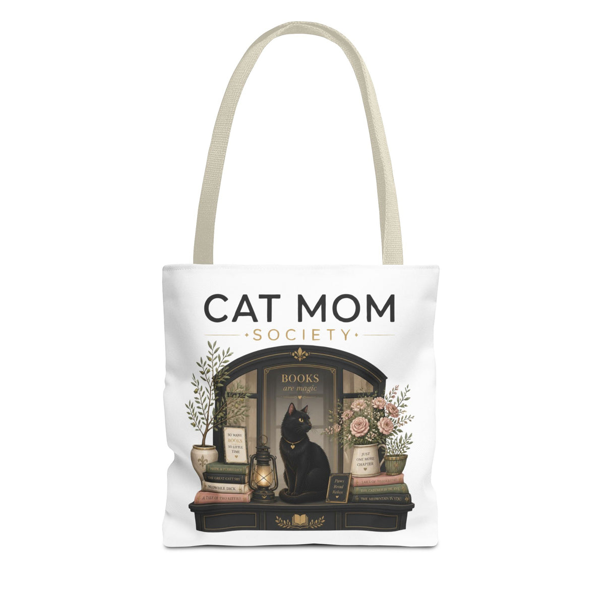 The Sunlit Bookshop Window | Cat Mom Collection Totebag