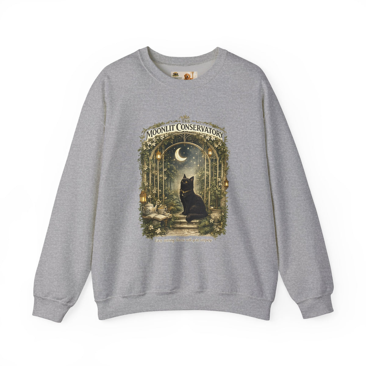 The Moonlit Conservatory Black Cat Sweatshirt | Cat Mom Collection