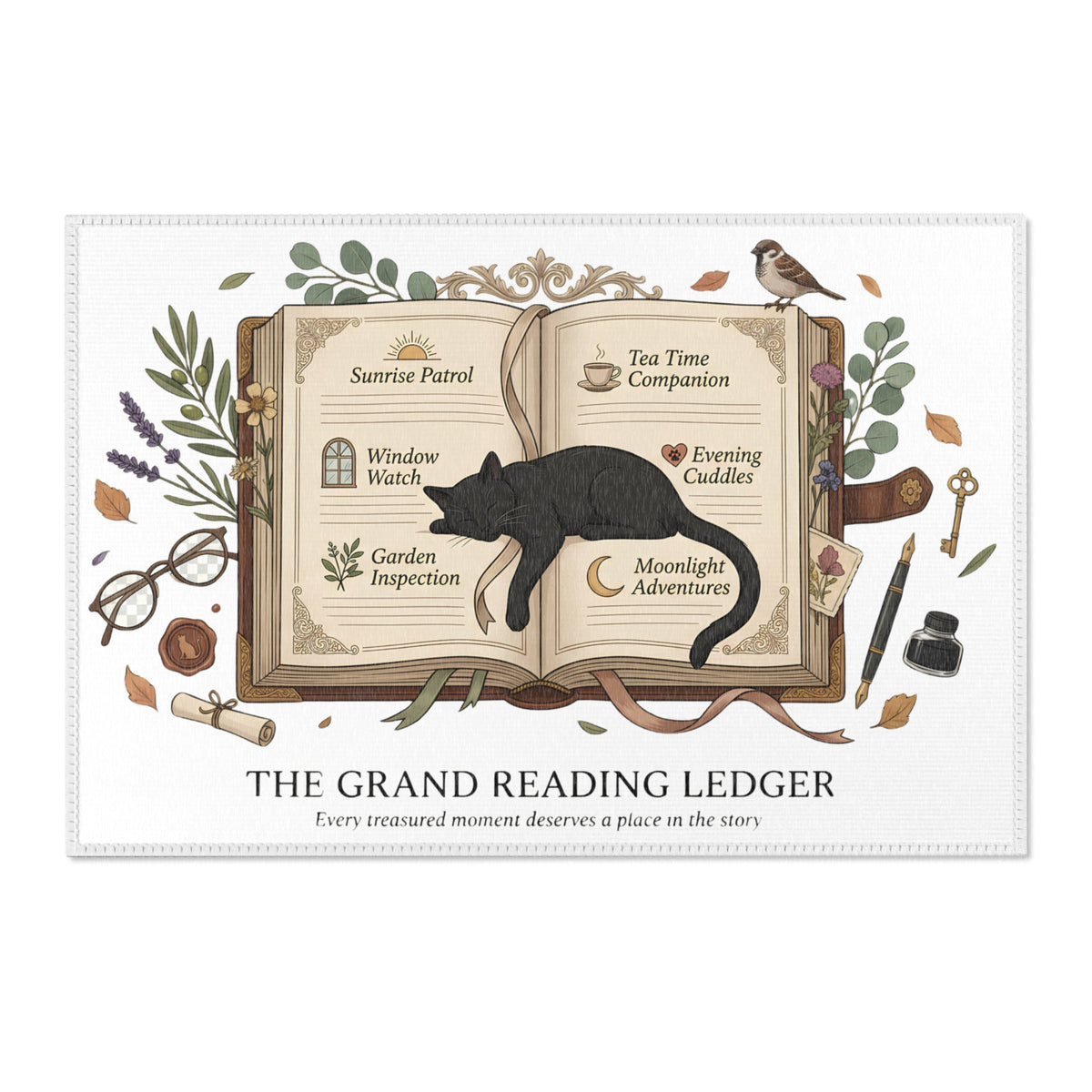 The Grand Reading Ledger | Cat Mom Area Rugs
