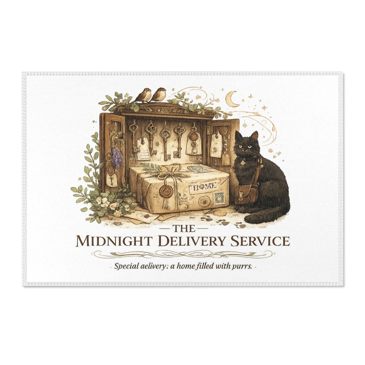 Midnight Delivery Service | Cat Mom Area Rugs