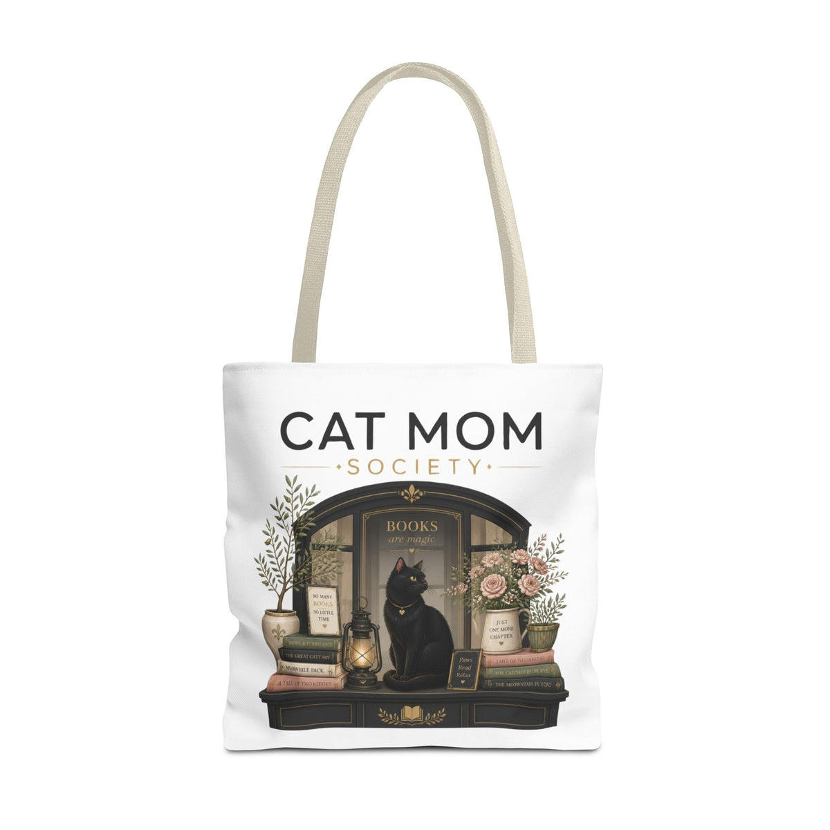 The Sunlit Bookshop Window | Cat Mom Collection Totebag