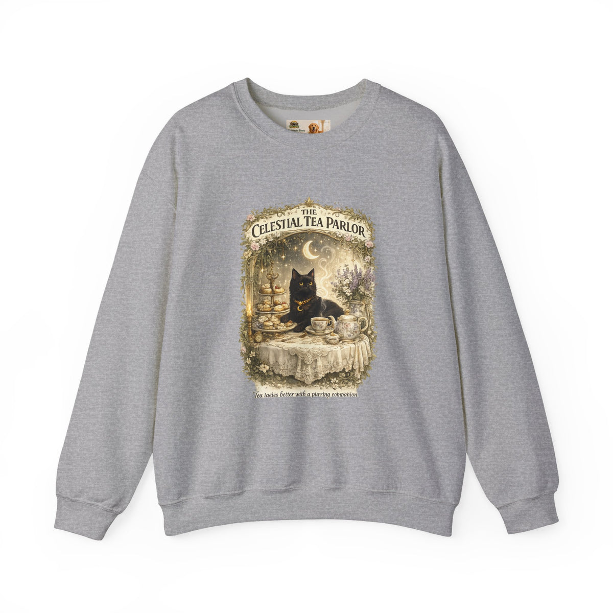 The Celestial Tea Parlor Black Cat Sweatshirt | Cat Mom Collection