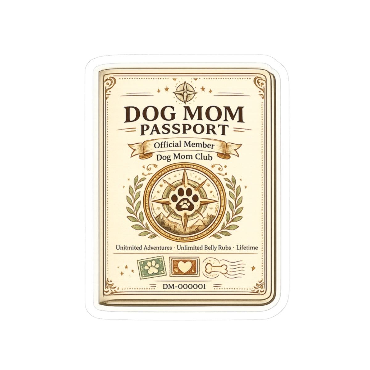 Official Dog Mom Passport | Kiss-Cut Stickers