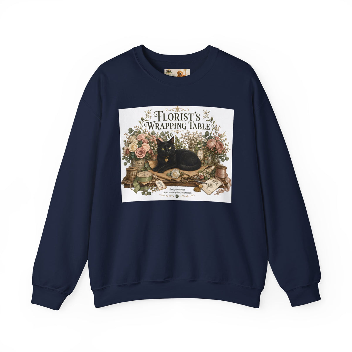 Florist's Wrapping Table Black Cat Sweatshirt | Cat Mom Collection Sweatshirt