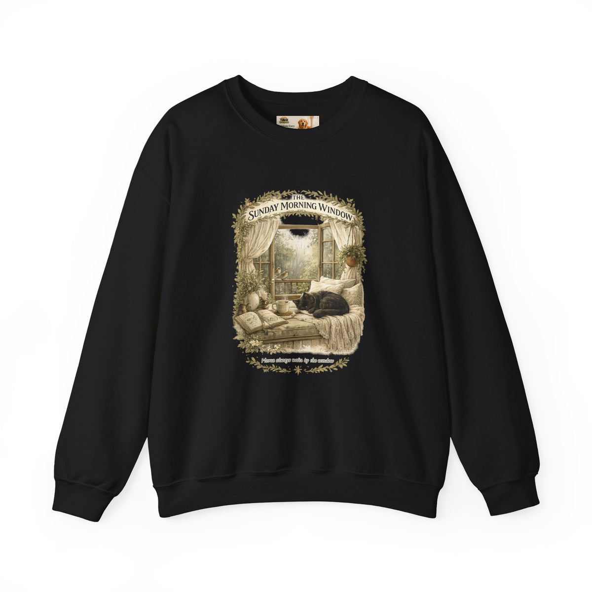 The Sunday Morning Window Black Cat Sweatshirt |Cat Mom Collection