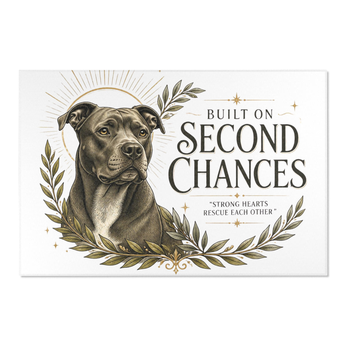 Built On Second Chances Pitbull Area Rug – Rescue Collection