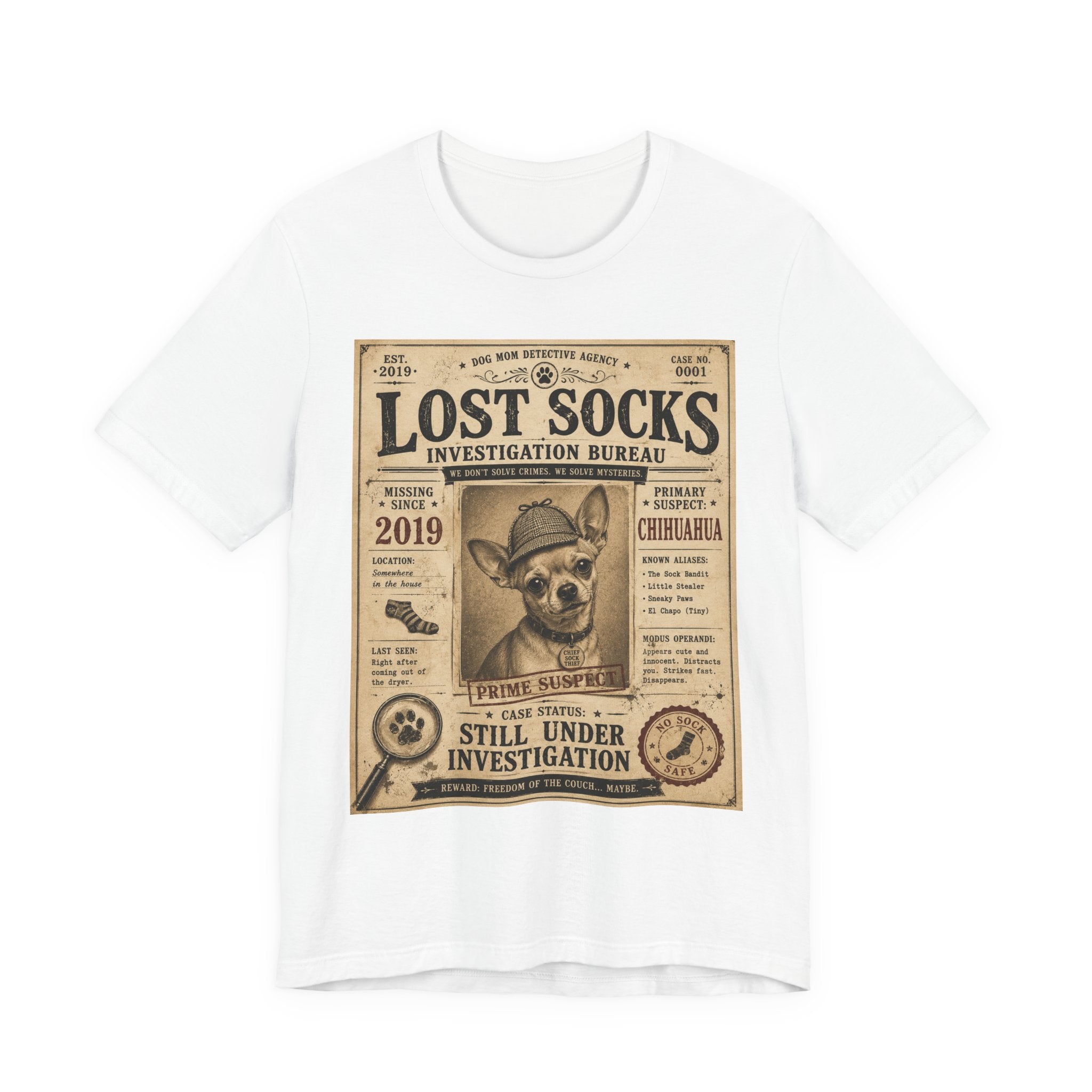 Lost Socks Investigation Bureau | Bella+Canvas 3001 Unisex Jersey T-Shirt